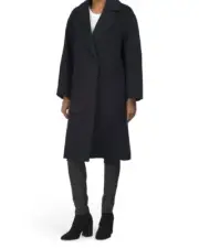 $695 Vince Womens Wool-Blend Patch Pocket Car Coat Size S Color: Black