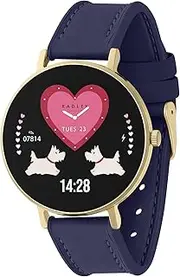 RADLEY Series 28 Amoled Smart Watch for Women with 1.19", Heart Rate, Bluetooth, Sleep Tracking, Sports Modes, Blood Oxygen, 5ATM Water Resistance, Ink Blue Leather Strap, Dark Blue, Modern