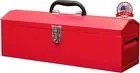 Portable Steel Tool Box Metal Latch Garage Car Tools Removable Storage Tray 19″