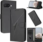 with Pixel 9a Case,Card Holder Slots Wallet Case Suitable for Google Pixel 9A, Fashion PU Leather Kickstand Magnetic Folio 9A Google Pixel Phone Case for Women and Men,Black