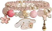 [FORUBUS] Lovely Cartoon Animals Charms Crystal Beads Stretch Bracelet for Women Teen Girls, Cute Rabbit Dog Beaded Strand Bracelet for BFF Friendship Memorial Jewelry, Medium, Metal, metal