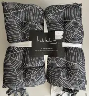 Nicole Miller Halloween Seat Cushions (4) Black Sparkle Spiderweb Design 2022