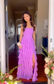 Kim Magenta Strapless Ruffle Maxi Dress