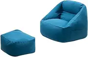 Viviendo Bean Bag Chair Cover (No Filler) for Kids and Adults with Armrest and Ottoman, Stuffable Storage Bag with Zipper, Soft Comfy Extra Large Bean Bag Chair Lazy Lounger Floor Sofa Blue