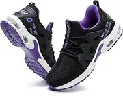 [LANSNBO] Steel Toe Shoes for Women Indestructible Safety Work Shoes Air Cushion Lightweight Breathable Utility Sneakers Puncture-Proof Slip-Resistant Composite Toe Footwear