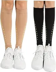 [KOMBIUDA] Elastic Leg Sleeves for Men Women Compression Calf Socks Quick Dry Breathable Rhombus Stripe Pattern Running Cycling Leg Sleeves