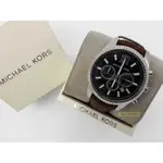 【NEW START精品服飾-員林】MICHAEL KORS MK8456 中性款 咖啡皮錶帶 多功能三眼計時 手錶