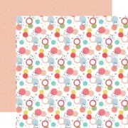 2 Sheets of Echo Park Paper LITTLE DREAMER GIRL 12x12 Cardstock - DANCING DOTS
