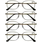4 PK Square Metal Frame Mens Reading Glasses Classic Readers Fashion Eyeglasses