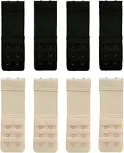 [FOTN] Adjustable Bra Extender 2 Hooks – Soft material Comfortable Fit, Fitting for Plus Size, Postpartum, and Maternity (8PCS, Black, Skin Color, 2 Hook, 0.5''inch), 8pcs, Black, Skin Color, 2 Hook, 0.5