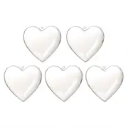 5Pcs Christmas Heart-Shaped Plastic Baubles Fillable Clear Balls Xmas Tree Decor