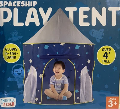 Spaceship Play Tent Pop-Up Kids Glows in the Dark 4 Ft Tall