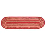 CUNNINGHAM JUTE BRAIDED TABLE RUNNER /STAIR TREAD 8.5X27 NATURAL / CHERRY RED