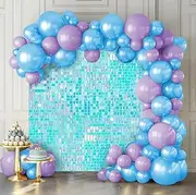 Shimmer Wall Backdrop Blue Panels 12Pcs Square Sequin Decoration for Birthday Party, Wedding, Anniversary