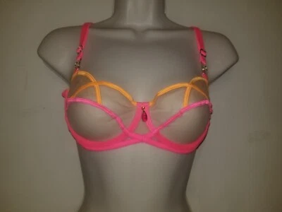Honey Birdette Saskia Bra size 34D Pink and Mango NWT