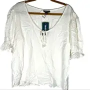 New ModCloth White Peasant Style 60s Hippie Bohemian Blouse Women’s XL