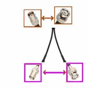 1x BNC to 2x BNC Male/Female Y-Type Splitter/Combiner Adapter RF COAX 6" cable