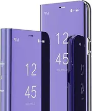 [COTDINFOR] Samsung Galaxy A10 Case Mirror Leather Mobile Phone Case Clear Cool Men Girls Flip Stand Case Slim Protective Cases for Samsung Galaxy A10 Mirror PU Purple MX