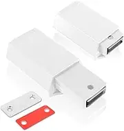 Redunest Heavy Duty Push to Open Door Latch, 2 Pack White Magnetic Push Latches, Hidden Push Touch Latch Hardware for Push to Open Cabinet, Magnetic Door Catch for Cabinet Drawer Wardrobe Kitchen Door