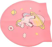 Unicorn Cartoon Swim Cap for Girls Boys Soft Silicone Swimming Hat Ears Comfortable and Stretchy for Boys and Girls