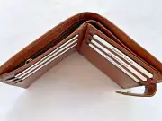 MEN'S GENUINE LEATHER WALLET WITH COIN ZIP POCKET BROWN ( MODEL AVG 10 )