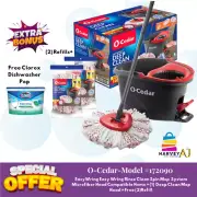 O-Cedar EasyWring Rinse Clean Spin Mop With Bucket System +2 Refill Mop Combo