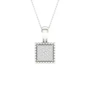 14k White Gold Round Diamond Square Pendant 1/8 Cttw