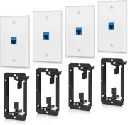 4 Pack Ethernet Wall Plate 1 Port Keystone Jack Blue Cat6 RJ45 Coupler Outlet Co