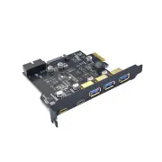 PCI-E USB3.0 2 Type-A Expansion Card 3 Type-C Adapter 19Pin For Windows 7/8/10 h