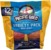 NEW Pacific Gold Teriyaki & Original Beef Jerky - 1.25oz bags (12 Pack)