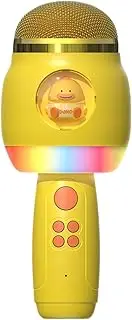 Microphone Karaoke Machine, Wireless Singing Mic, LED Music Speaker, Colorful Lights, Easy Use Connectivity, 19.3x8x8cm, for Birthdays, Holidays, Gatherings