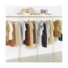 Wall Mounted Gold pipe clothing rack with 3 T-Bar Design and Nano Gold Finish...