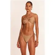 Stone Twist Strap Tie Side Bikini Bottoms, Stone