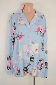 Peter Alexander Button Up Shirt Sleepwear Pyjama womens XL Blue Pink Floral BNWT