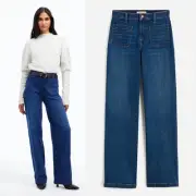 NEW Madewell The Emmett Wide-Leg Full Length Jean Patch Pocket Edition Sz 24 XS