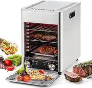 Electric Steak Broiler 1700w, 10 Layers Steak Cooker, 50-800℃ High Temperature Grill, 5 Min Preheating, 0-10min Timer, Commercial Grill Steak Oven,Quick Cooking for Steak, Seafood, Pizza