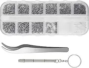 Tavvke Eyeglass Repair Kit with Screws, 1110 Pcs Screws, Nuts, Washer, Nose Pads, with Micro Screwdriver & Tweezer, Essential Eyewear Repair Tool Set for Glasses, Sunglasses, Watch