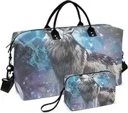 [ZRYSMY] Duffel Bag for Traveling, Wolf Roar Abstract Nebula Travel Bag Gym Bag, with Multiple Interior Pockets Shoulder Weekender Bag for Women Men with Toiletry Bag 20.5L x 1.9W x 13.8H