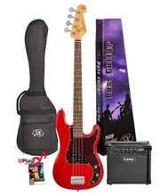SX / LANEY Fiesta red Bass & Amp Laney Package - 4/4 size. Vintage Style Bass Guitar.
