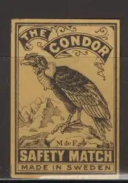 MATCHBOX LABEL SWEDEN- The Condor, M de F- **