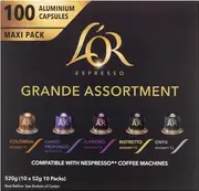 L’OR Espresso Grande Assortment Pack 100 Aluminium Capsules Compatible with Nespresso Machines