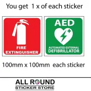 qty 10 sets Fire Extinguisher AED Automated external defibrillator sticker