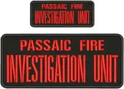 PASSAIC FIRE INVESTIGATION UNIT EMB PATCH 4X10&2X5 HOOK ON BACK BLACK/RED