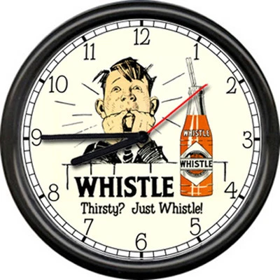 Whistle Orange Soda Pop Bottle Retro Vintage Fountain Drug Store Sign Wall Clock