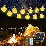 SALCAR 15 m Solar String Lights Outdoor, 60 LED Waterproof Solar String Lights, 8 Modes 3 Level of Brightness Outdoor Solar String Lights for Garden, Patio, Parties (Warm White)