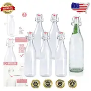 Strong Seal 6-Pack of 32 Oz Clear Glass Beer Bottles for Fermentation & Brewing