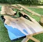 Custom UV resin table ,live edge walnut, dining table ,modern epoxy table Tops