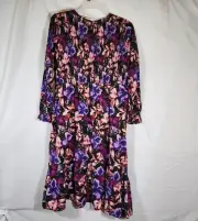 Terra & Sky Dress Purple Pink Floral Tiered Peasant Maxi Womens Plus Size OX