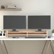 Solid Pine Wood Monitor Stand 100x24x16 cm - Ergonomic Desktop Riser with Storage, Minimalist Design for Home & Office, Stable Wooden Frame