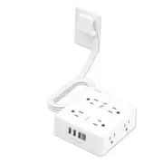 6 Ft Flat Extension Cord, Ultra-Thin Flat Plug Surge Protector Power Strip, 3